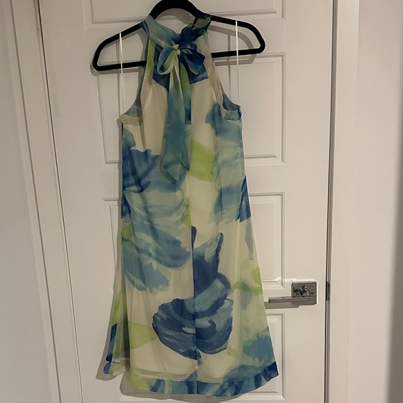 NWOT Jonathan Martin Sleeveless Floral Dress with Blue and Green Pattern - Picture 2 of 2